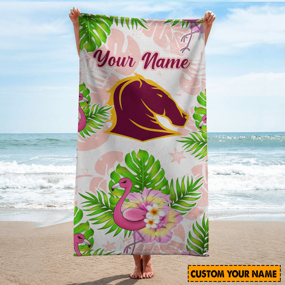 Brisbane Broncos NRL Sport Personalized Beach Towel - Lemoneer