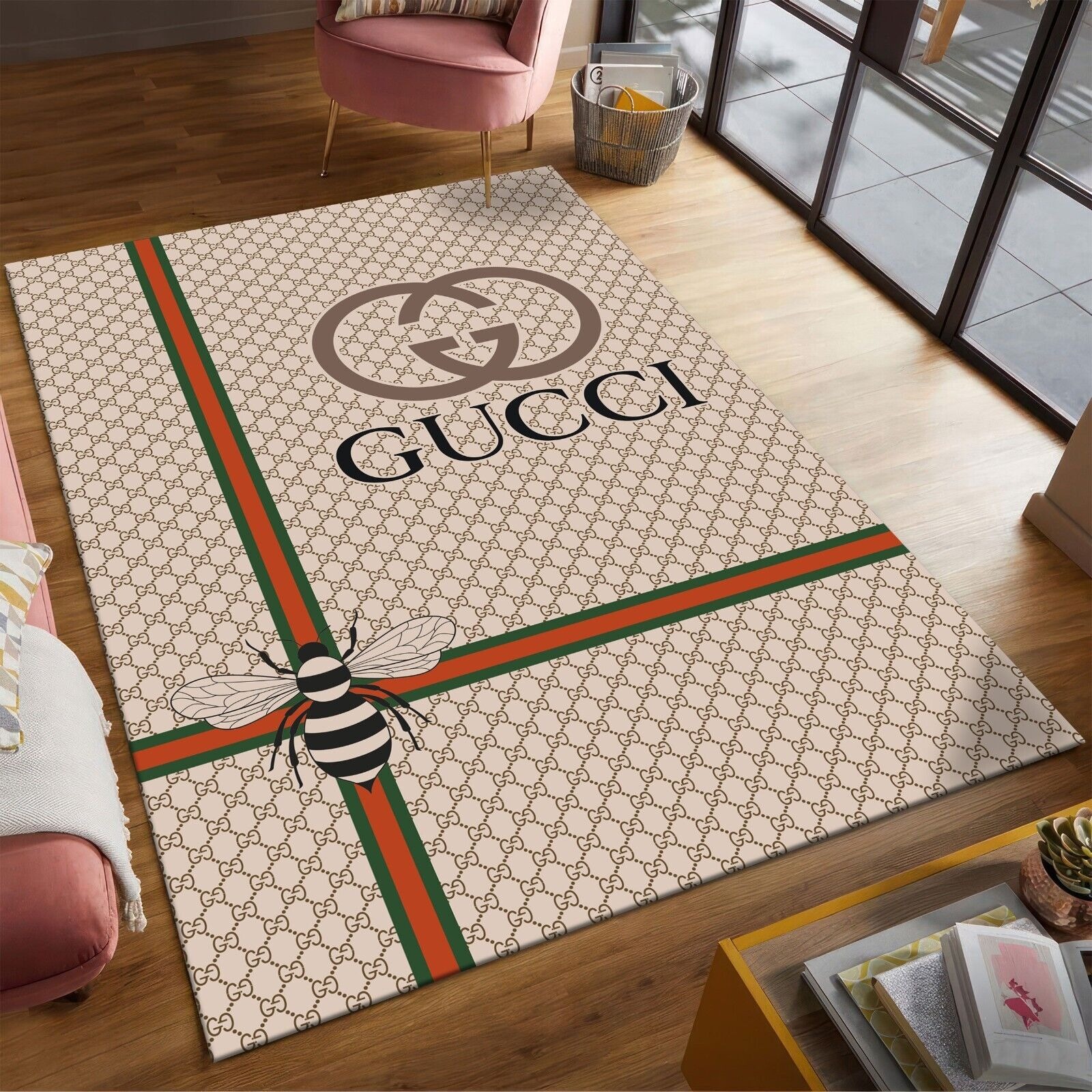 Gucci Logo Area Luxury Living Room Rug Carpet V2 – LuxSteezy