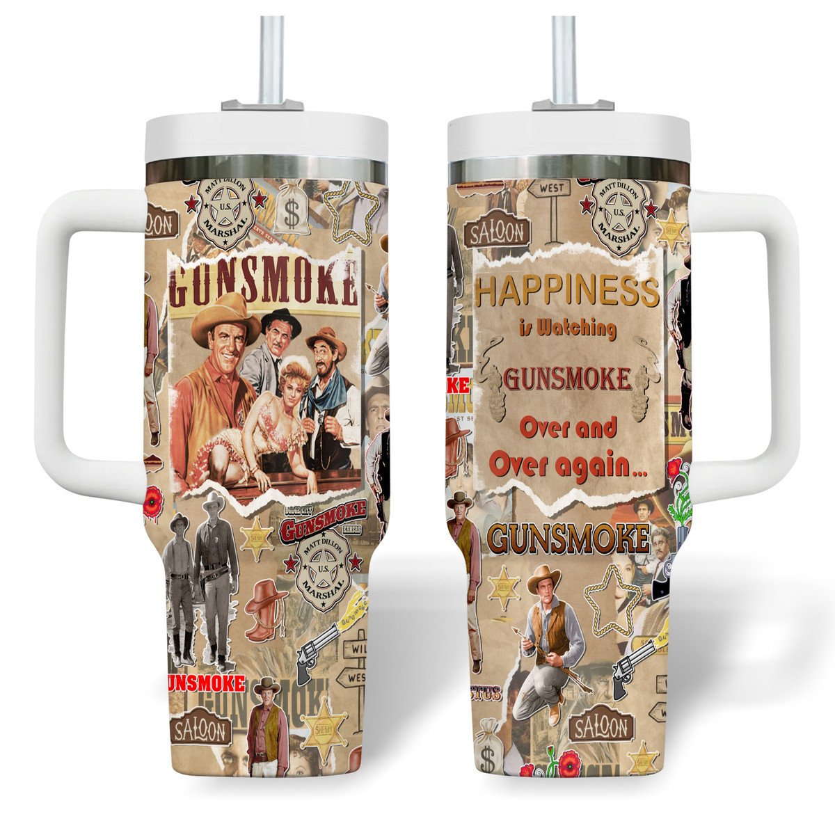 Gunsmoke TV Series Custom Stanley Quencher 40oz Stainless Steel Tumbler - Lemoneer