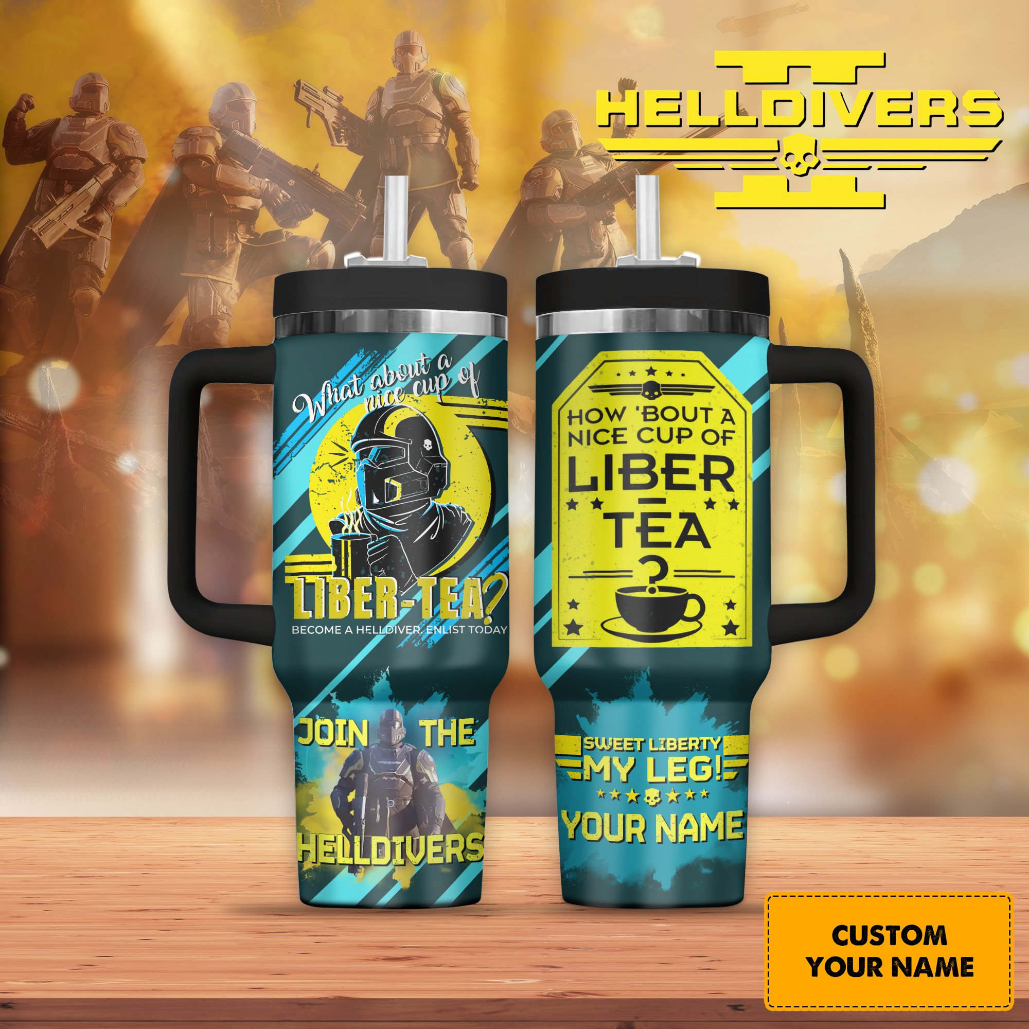 Helldivers Games Custom Stanley Quencher 40oz Stainless Steel Tumbler - Lemoneer