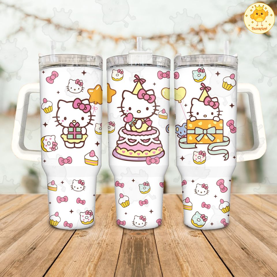 Hello Kitty Cartoon Custom Stanley Quencher 40oz Stainless Steel Tumbler - Lemoneer