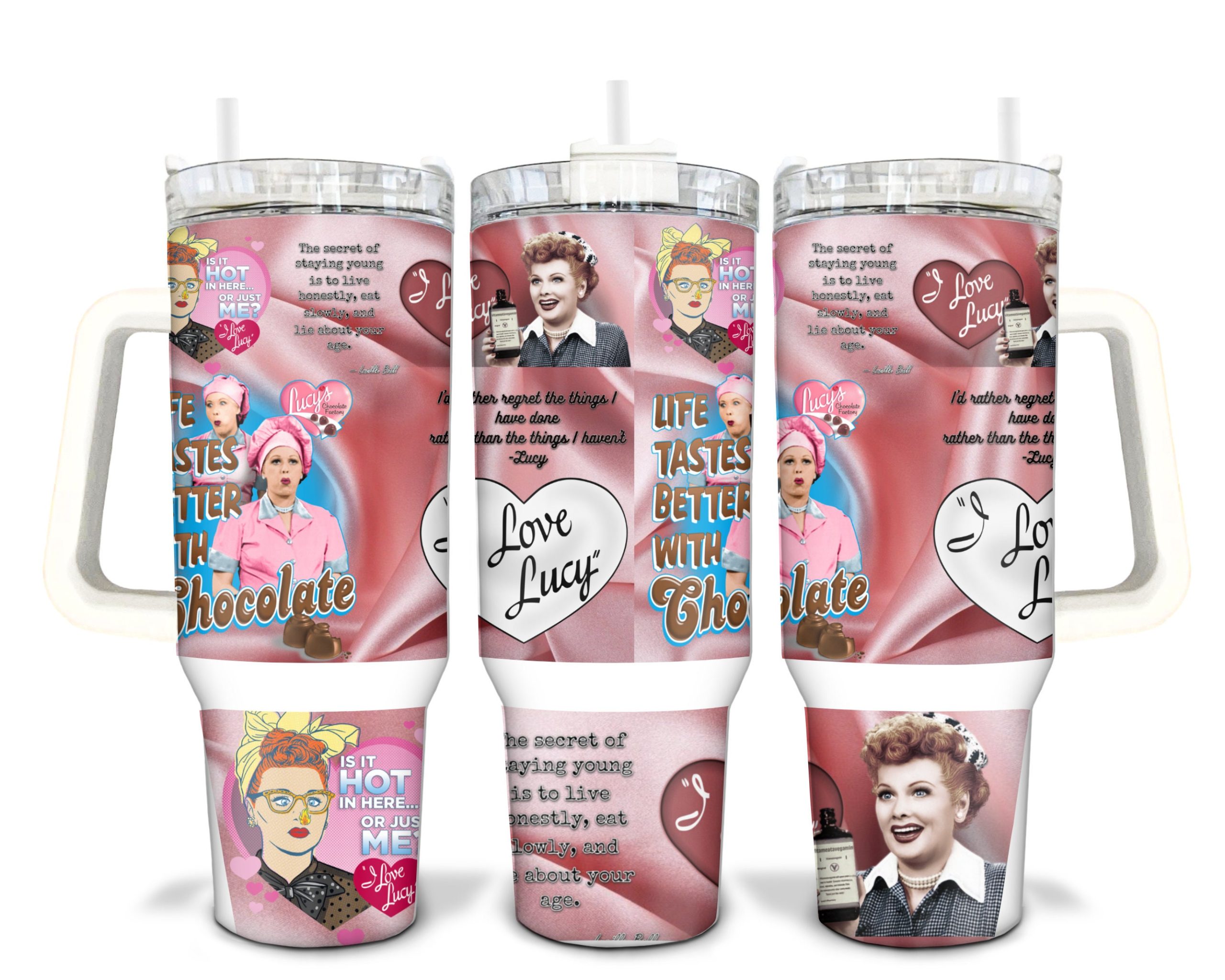 I Love Lucy TV Series Custom Stanley Quencher 40oz Stainless Steel Tumbler With Handle - Lemoneer